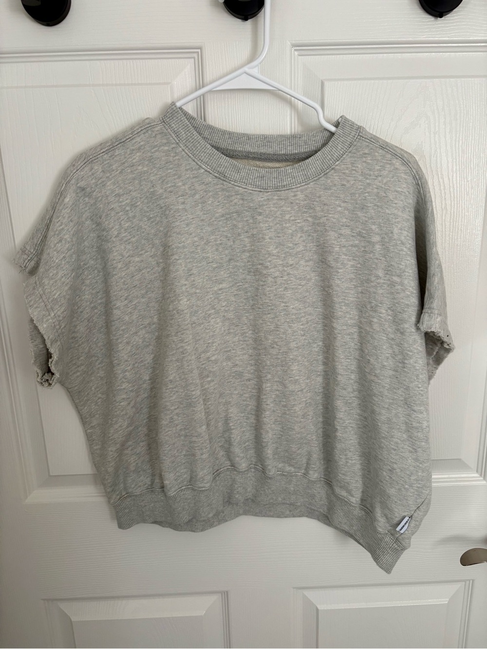 Casual Crew Neck Short Sleeve Sweater - Light Gray